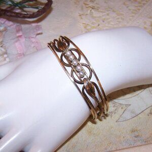 CARL ART 1/20th 12K Gold Filled Cultured Pearl Cuff Bracelet